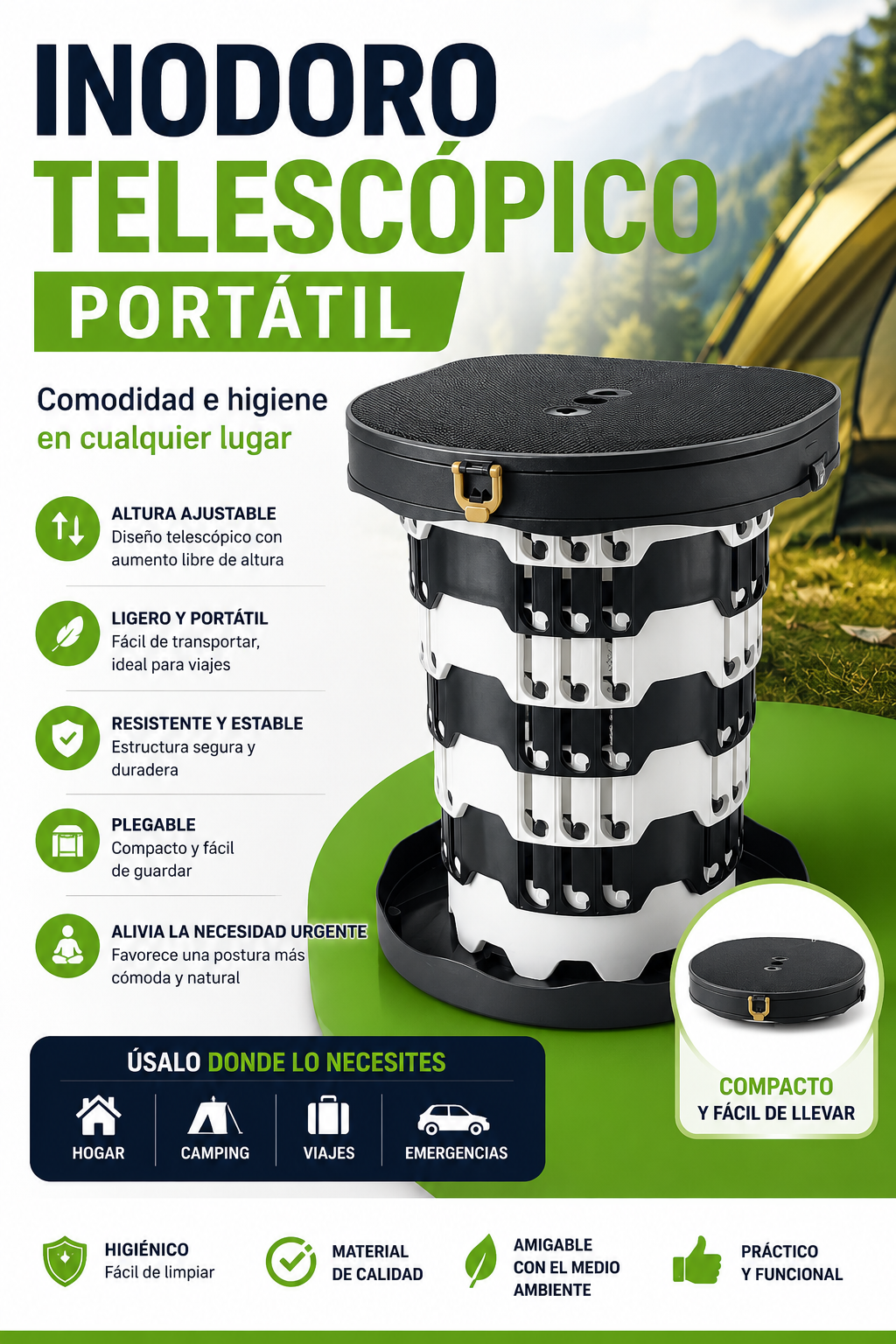 Inodóro Telescópico Portátil
