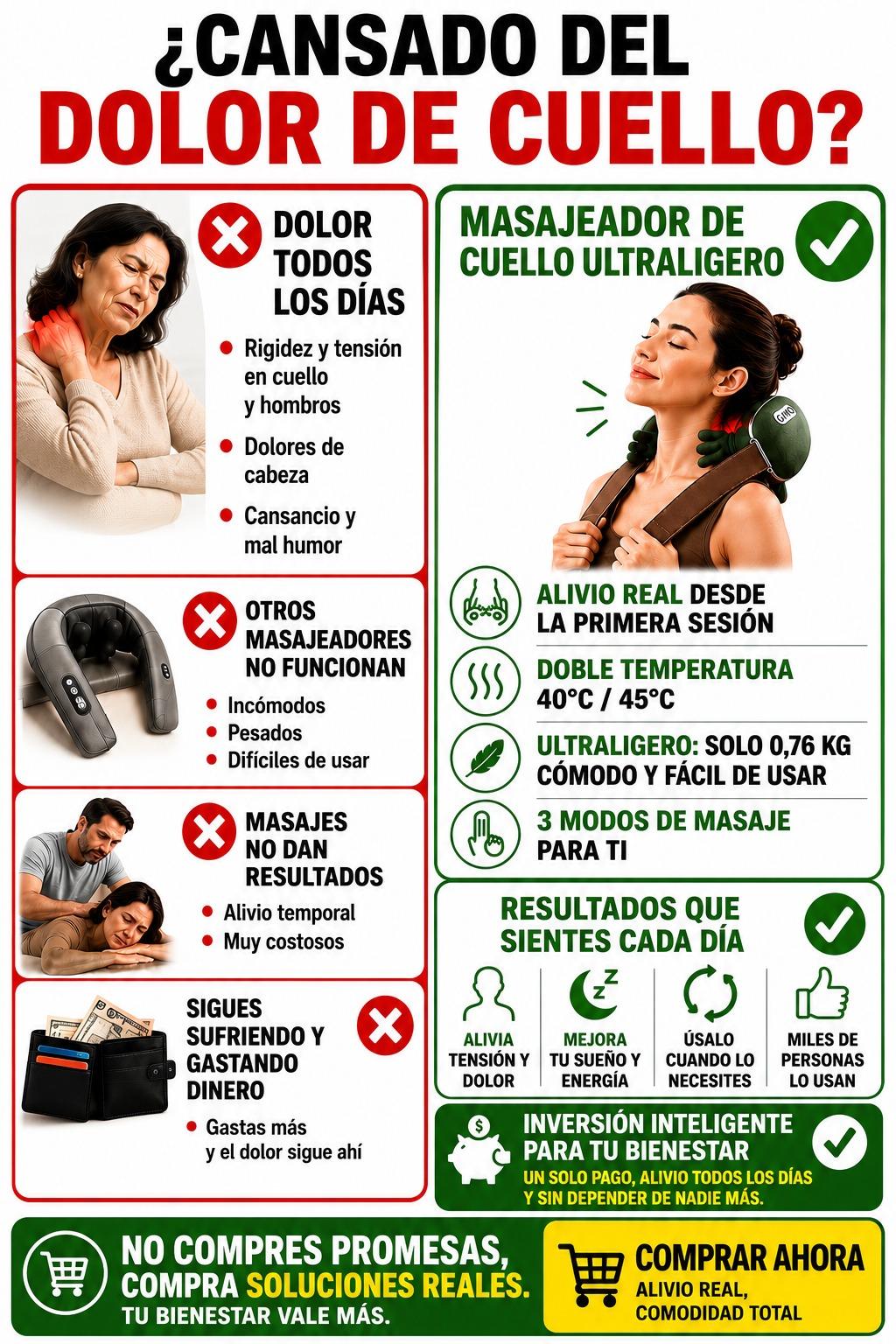 Mano masajeador de cuello y hombros con calor