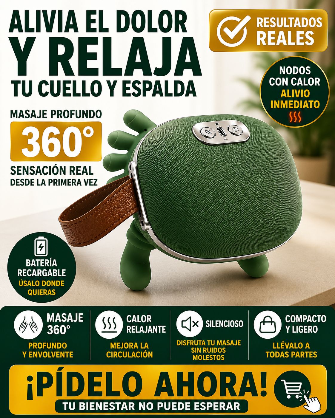 Mano masajeador de cuello y hombros con calor